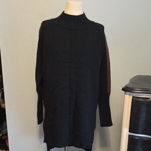 OSHOPLIVE BLACK/BROWN SWEATER DRESS TUNIC SIZE SMALL NEW